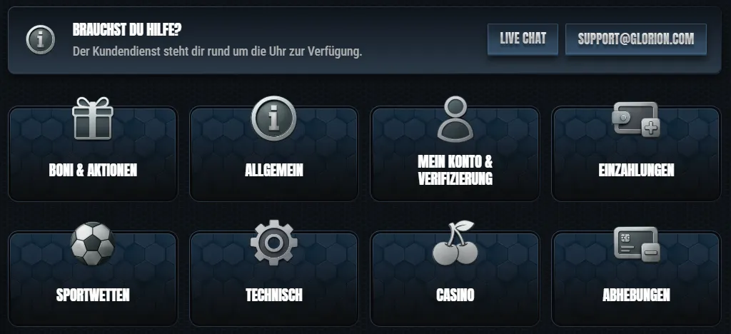 Glorian Casino Hilfezentrum – Support und Hilfe für Spieler